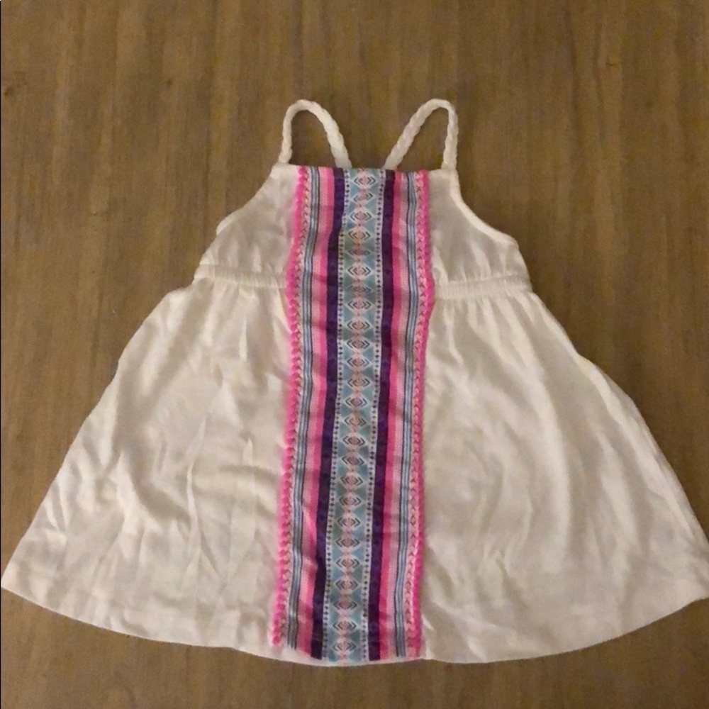 White and bright print dress